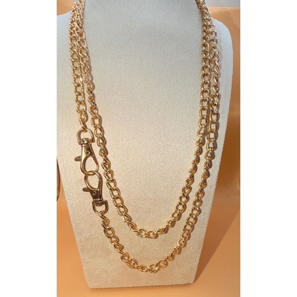 Gold Tone Chunky Chain 48" Oversized Swivel Lobster Clasps Purse Strap Necklace